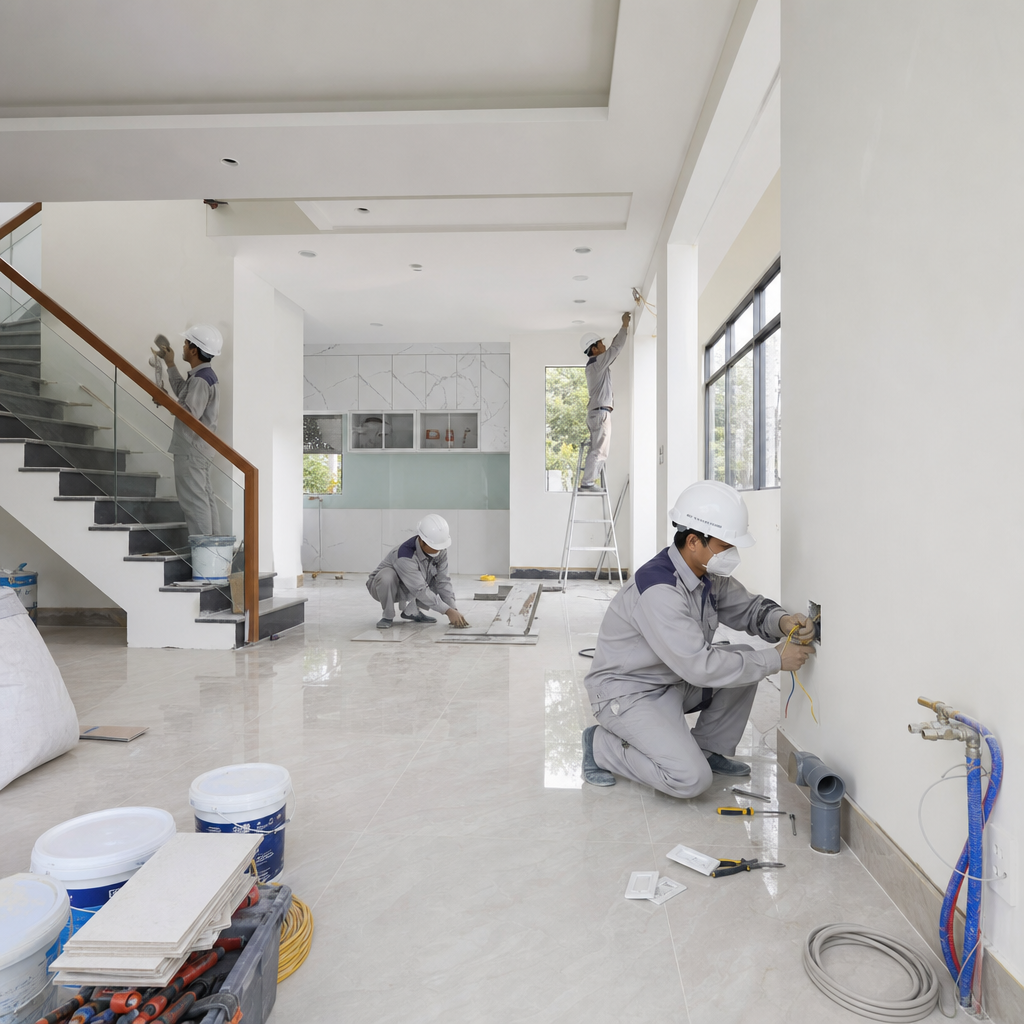 Giai đoạn hoàn thiện nhà ở được tổng thầu kiểm soát chất lượng