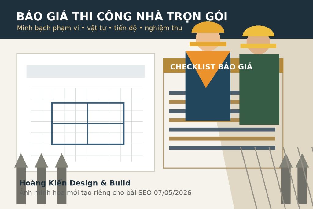 Báo giá thi công nhà trọn gói nhà dân dụng tại Hà Nội minh bạch phạm vi vật tư tiến độ