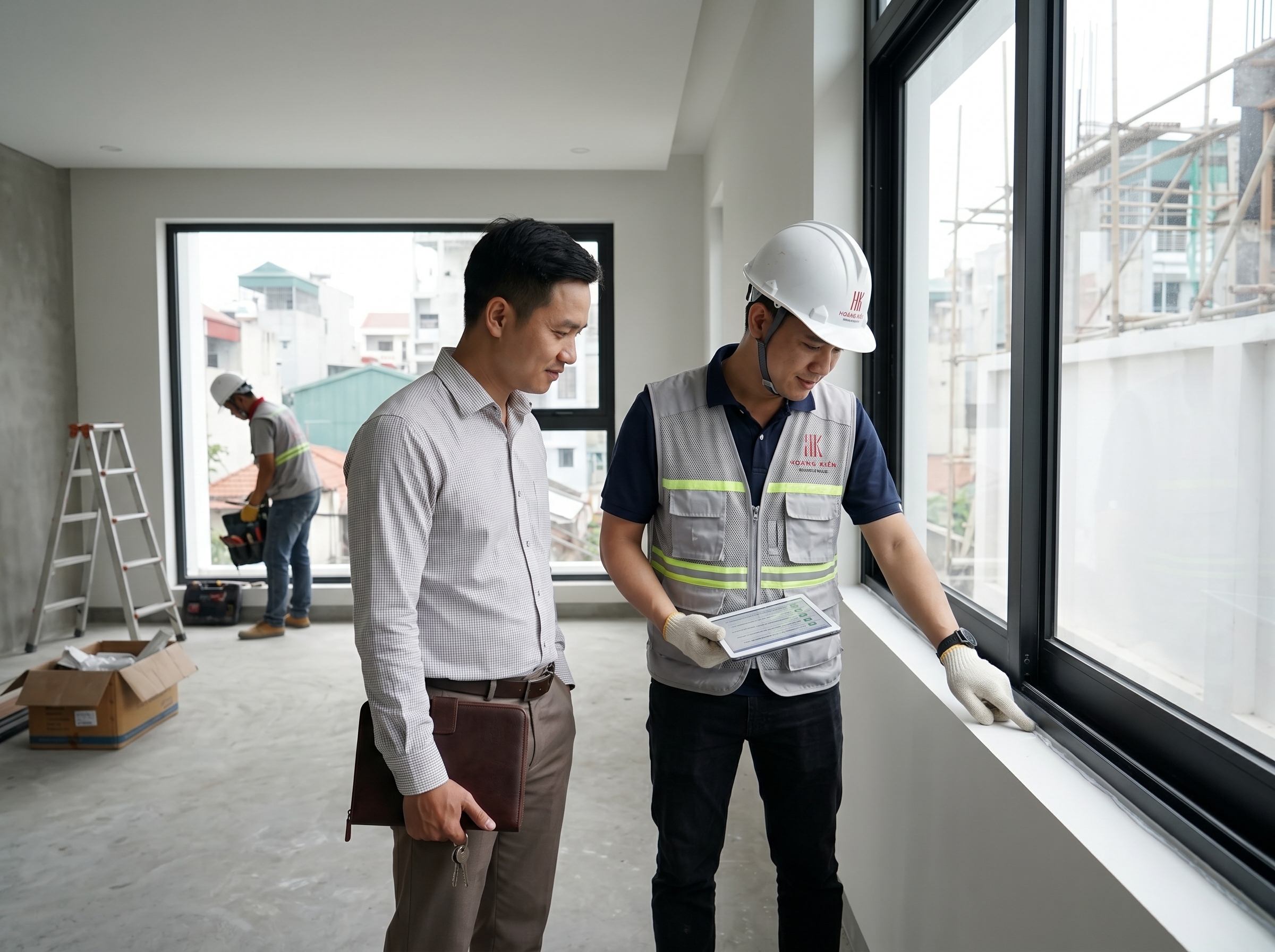 Kỹ sư Hoàng Kiến nghiệm thu hoàn thiện nhà ở trước khi bàn giao cho chủ đầu tư